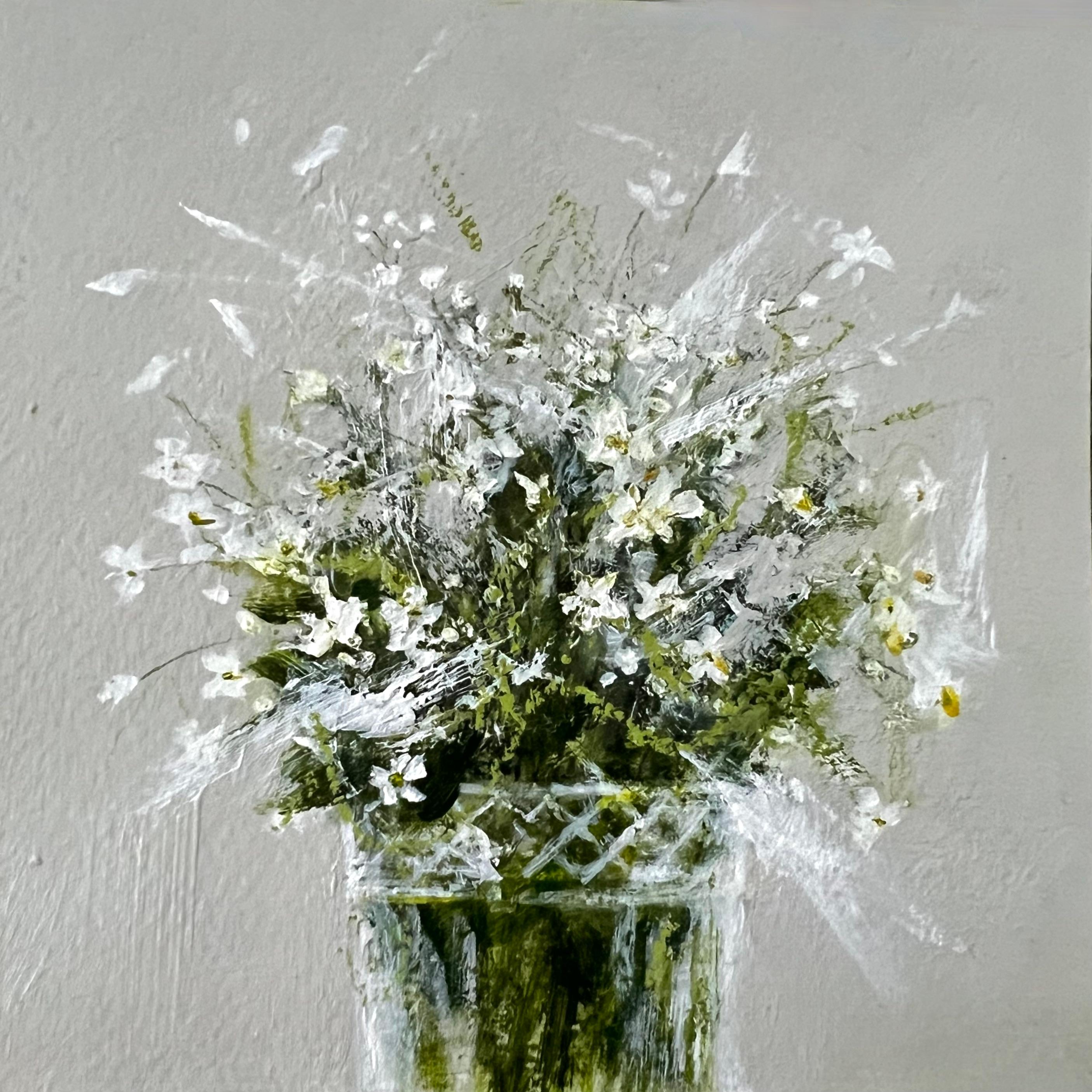 Splash Of White - 5"x5" - Artwork On Paper, Delicate Flowers, Botanical Art