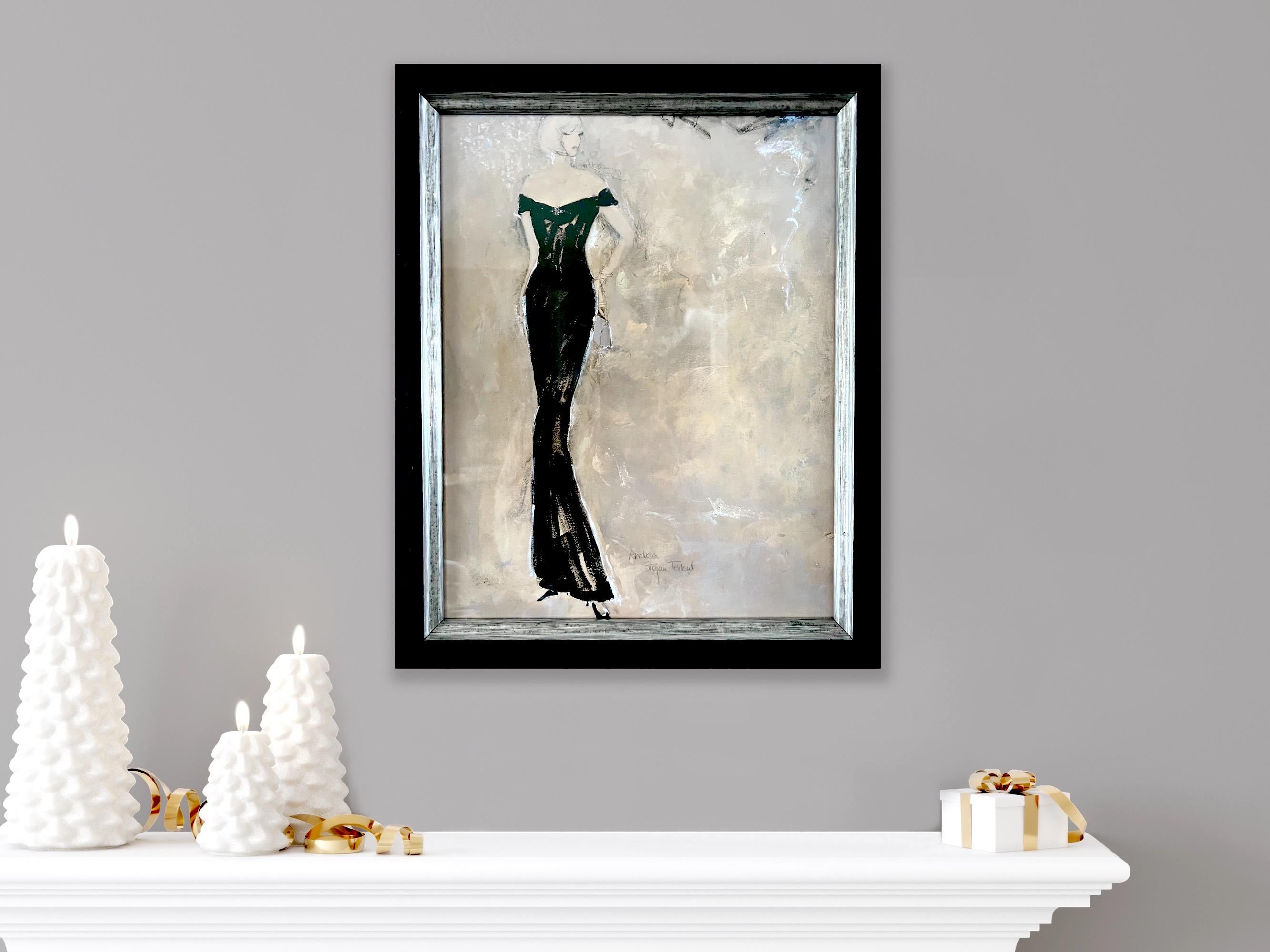 Colors Of The Night  - Framed Art Print - Black, Beige, Fashion Inspired For Sale 2