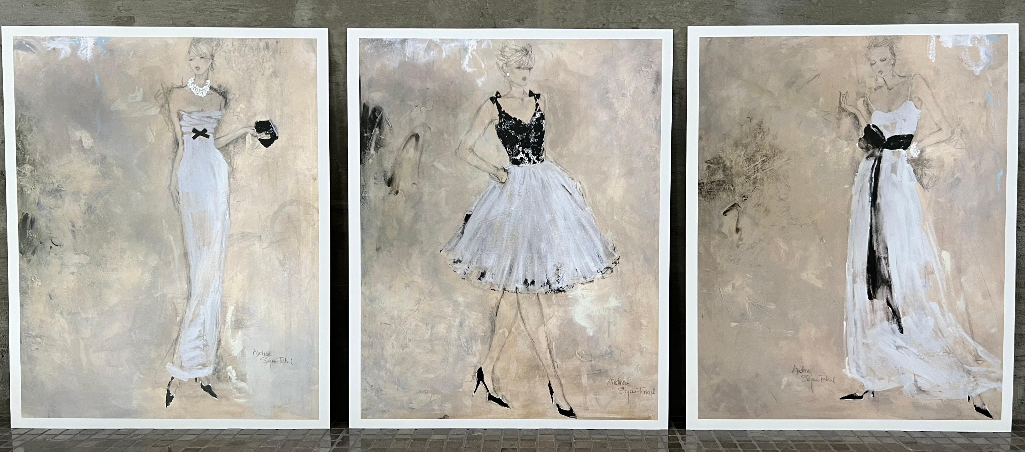 Print de Andrea Stajan-Ferkul - Colores De La Noche #1 #2 #3, Conjunto De 3 Impresiones De Arte, 11 "x14", Figurativo, Mujeres