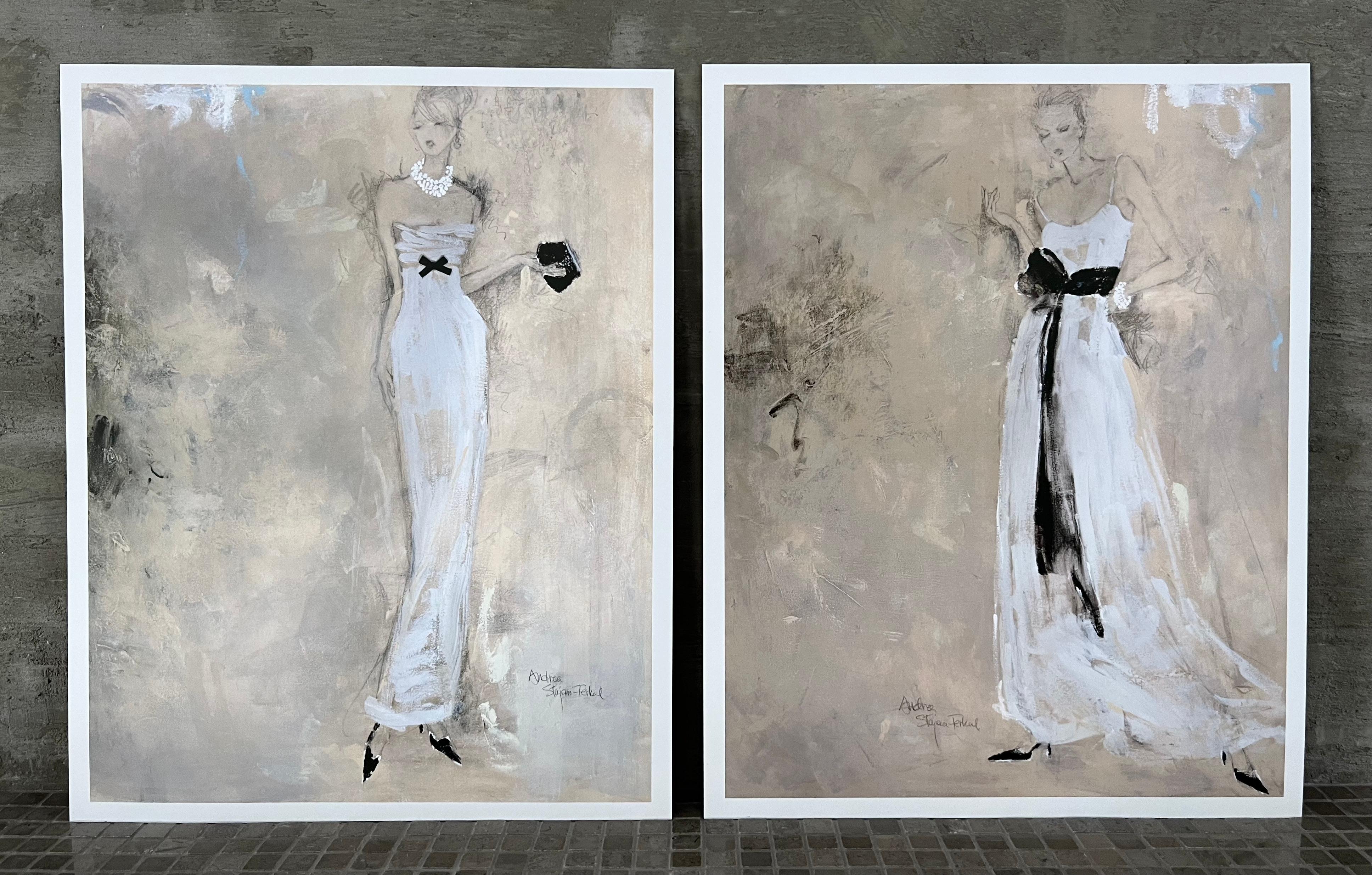 Colours Of The Night #1 + #3 - 2 Art Prints, 11"x14", Beige, Figurative, Women