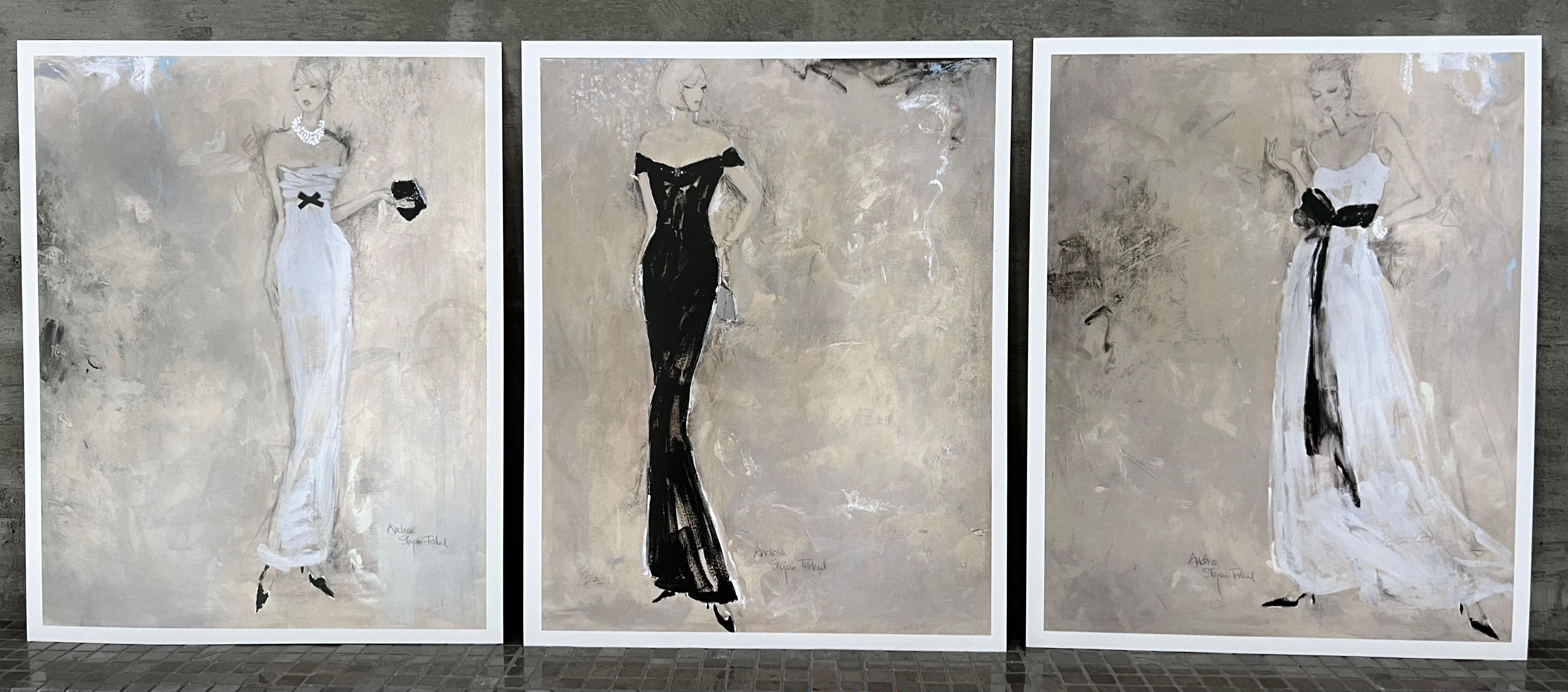 Print de Andrea Stajan-Ferkul - Colores De La Noche (#1 #3 #4) - Juego De 3 Impresiones De Arte, 11 "x14", Mujeres Figurativas