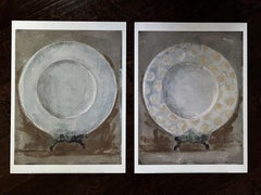 Dinner Party #1, #2 - 2 Art Prints 11"x14" Ea, Still Life, White Plates, Pattern