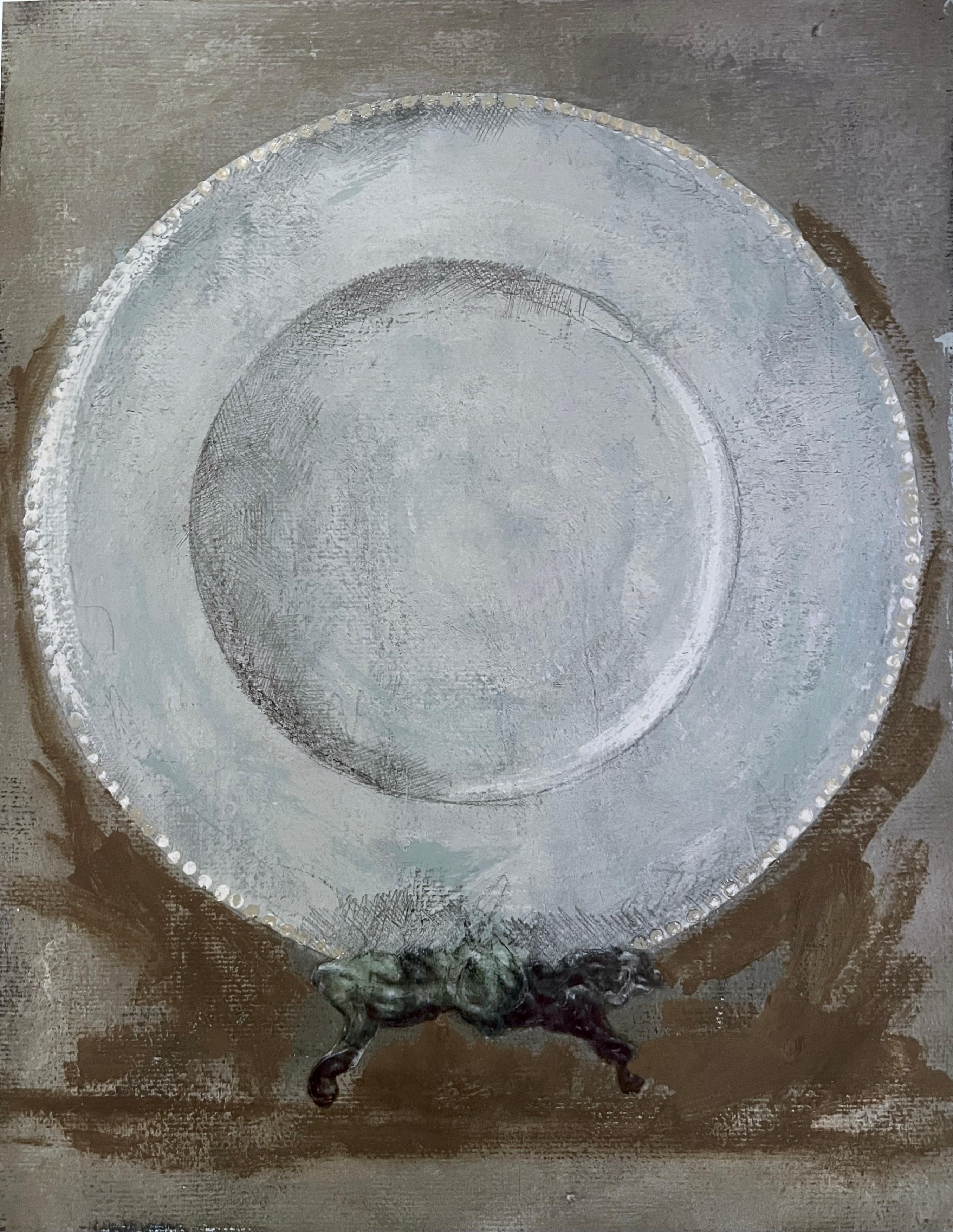 DINNER PARTY #1 - An art print on paper featuring a dinner plate with a timeless pattern. It elevates an everyday object, reminding us of the quiet beauty in what we use daily. It fits into any standard 11"x14" frame or can be custom framed, as seen