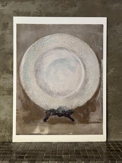 Dinner Party #3 - Art Print, 11"x14", Still Life White Plate, Beige/Sage Green