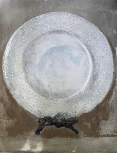 Dinner Party #3 - Art Print, 11"x14", Still Life White Plate, Beige/Sage Green