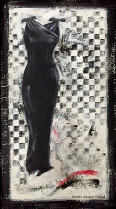 Going Retro #1 - 7.5" x 14.5", Art Print, Vintage Dress, Black & White Fashion