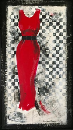 Going Retro #2 - 7.5" x 14.5", Art Print, Red Vintage Dress, Style, Fashion