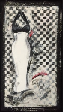 Going Retro #3 - 7.5" x 14.5", Art Print, Vintage Dress, Black And White Fashion