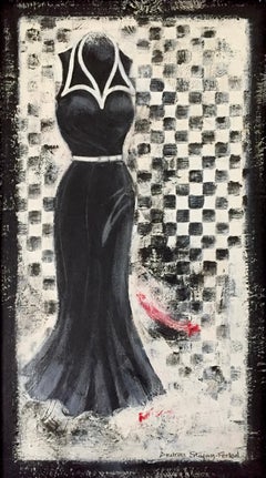 Going Retro #4 - 7.5" x 14.5", Art Print, Vintage Dress, Black & White, Fashion