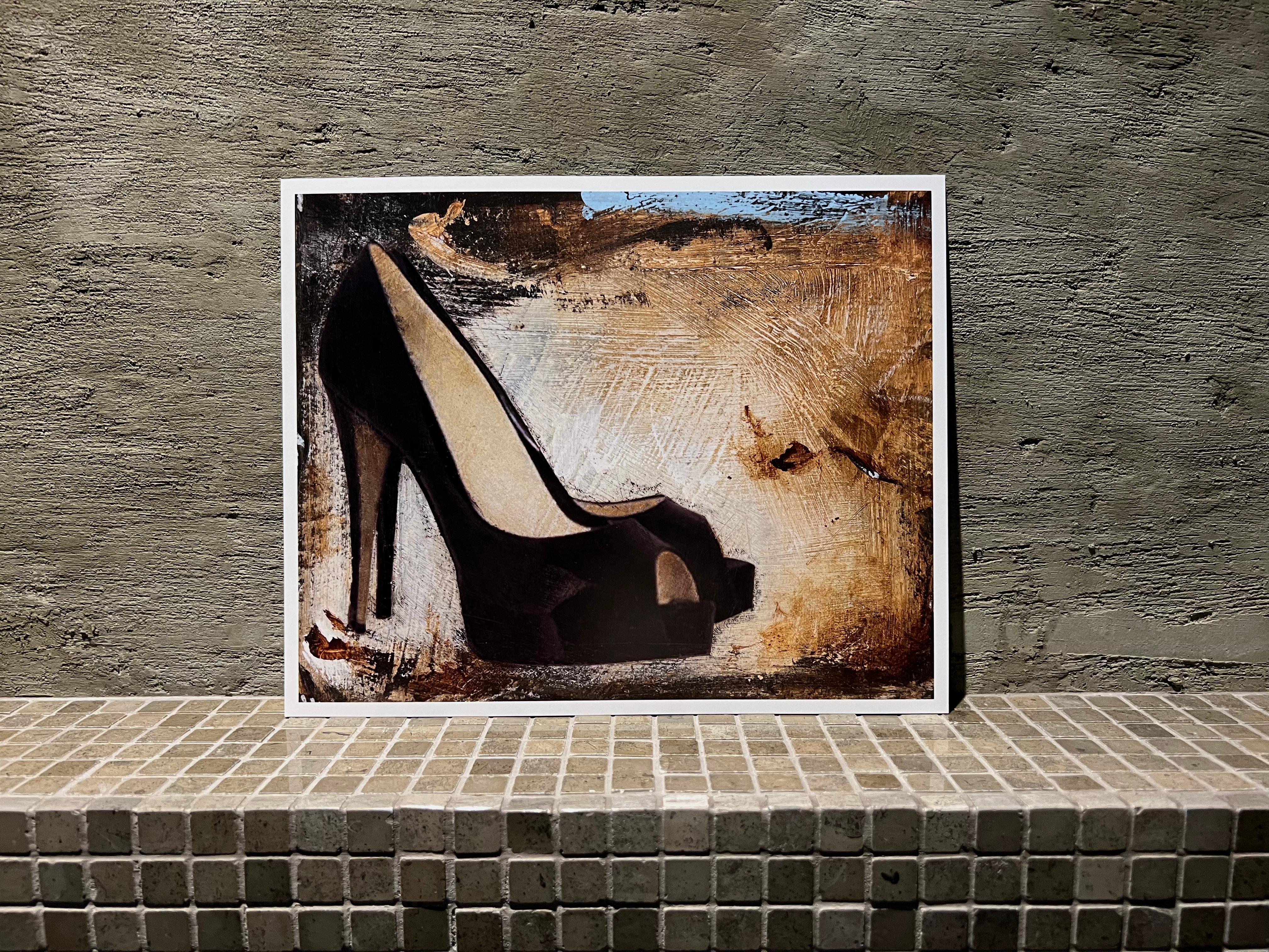 This art print on recycled paper features a pair of elegant women's shoes. It's timeless, expressive aesthetic makes it perfect for personalizing your space. Hand signed on back. This is #2 from a series of 4 shoe prints. 8