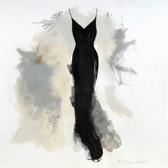 Little Black Dress, 8"x8", Giclée Print With Hand Embellishment, Black And White
