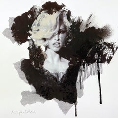 Material Girl, 8"x8", Giclée Print With Hand Embellishments, Black And White