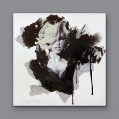 Material Girl, 8"x8", Giclée Print With Hand Embellishments, Black And White