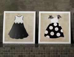 Nautical Girl #1 + #2, Art Prints, 9.5"x9.5" Children's Art , Navy, White, Beige