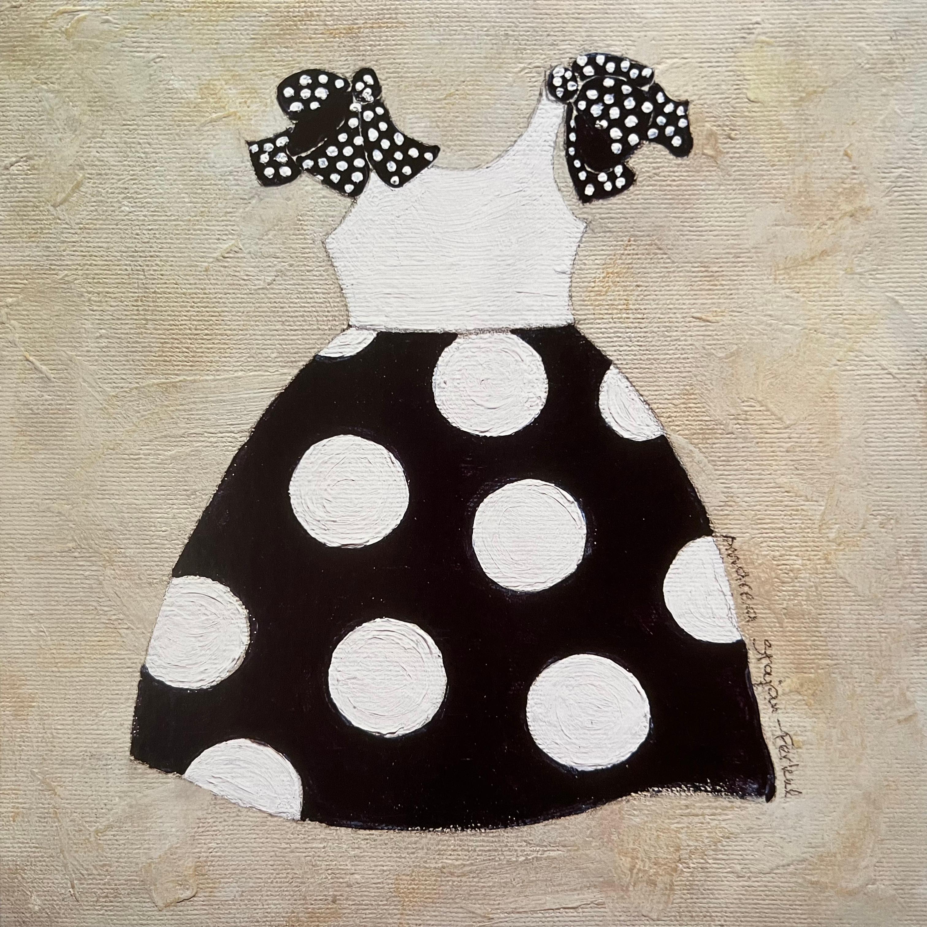 This children's Art Print on recycled paper features a delightfully sweet little girls dress. The contemporary and timeless aesthetic makes it perfect for a child's room or nursery. Hand signed on back. This is #2 from a series of three dresses.