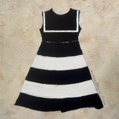 Nautical Girl #3 - 9.5"x9.5", Children's Art Print, Navy & White Dress, Nursery