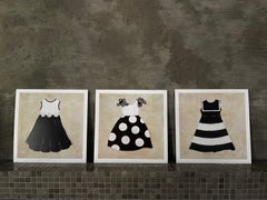 Nautical Girl - 3 Art Prints, 9.5"x9.5", Children's Art , Navy, White, Beige