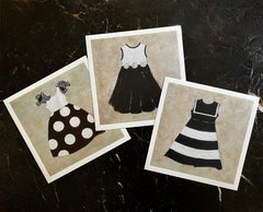 Nautical Girl - 3 Art Prints, 9.5"x9.5", Children's Art , Navy, White, Beige