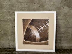 Play Hard - 4, 9.5"x9.5", Football Art Print, Sports Print, Brown, Beige, White