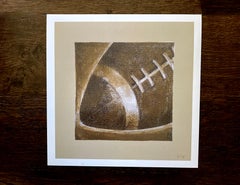 Play Hard - 4, 9.5 "x9.5", Football Art Print, Sports Print, Brown, Beige, White