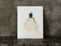 The Dressing Room 1 - 18x22cm, Art Print W/ Hand Painted Elements, Beige, Black