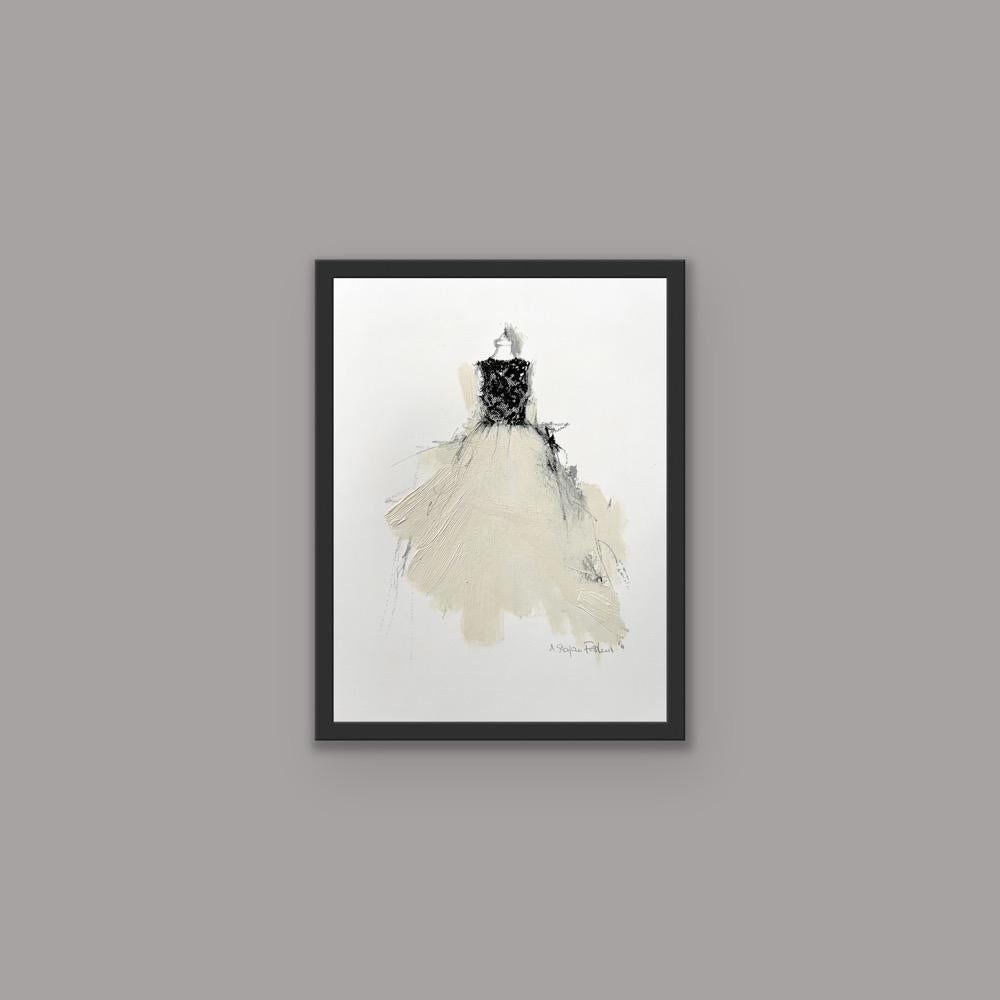 The Dressing Room 1 - 18x22cm, Kunstdruck mit handbemalten Elementen, Beige, Schwarz im Angebot 5