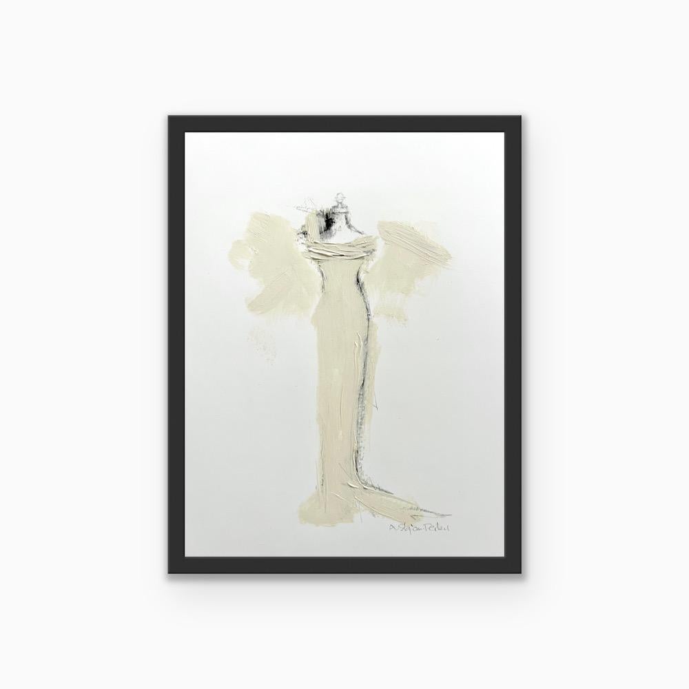 The Dressing Room 2 - 18x22cm, Art Print W/ Hand Painted Elements, Beige, Black For Sale 6
