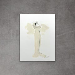 The Dressing Room 2 - 18x22cm, Kunstdruck mit handbemalten Elementen, Beige, Schwarz