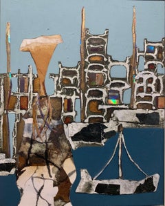 Fishermans Wife –Andrea Stella-Figuratives abstraktes Gemälde mit gemischten Medien