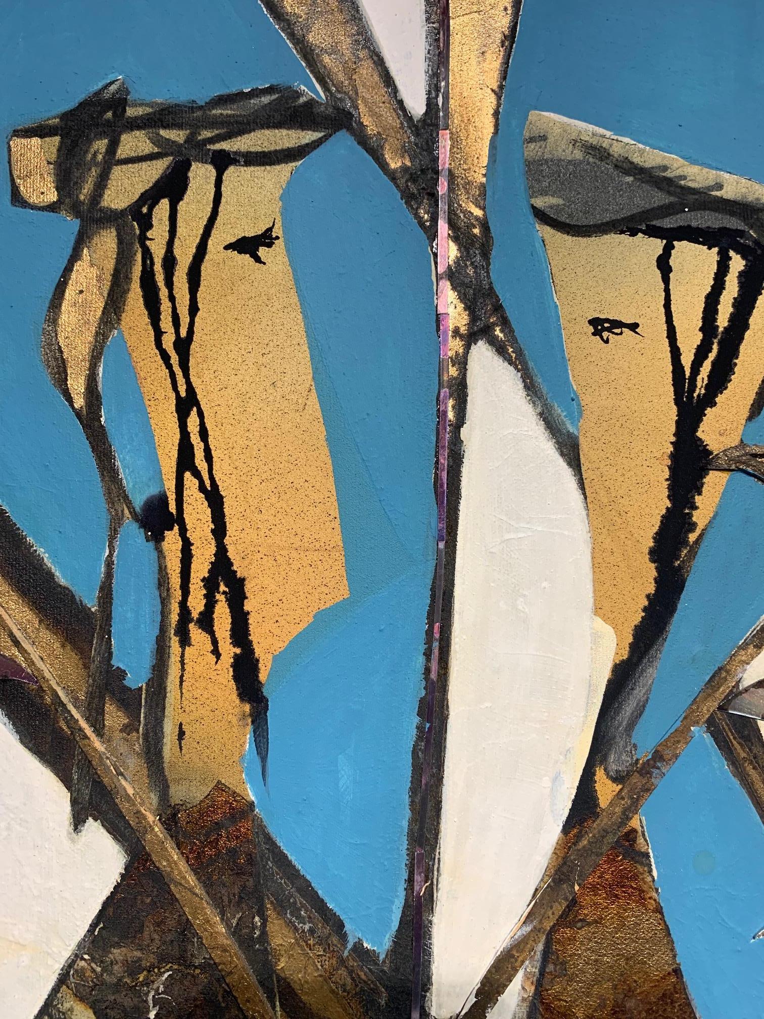 Garden Politics - Andrea Stella- Pintura abstracta figurativa-Medios mixtos en venta 1