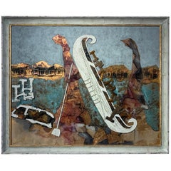 Ich gebe ihnen den Kanus – Andrea Stella – Figuratives abstraktes Gemälde – Mischtechnik