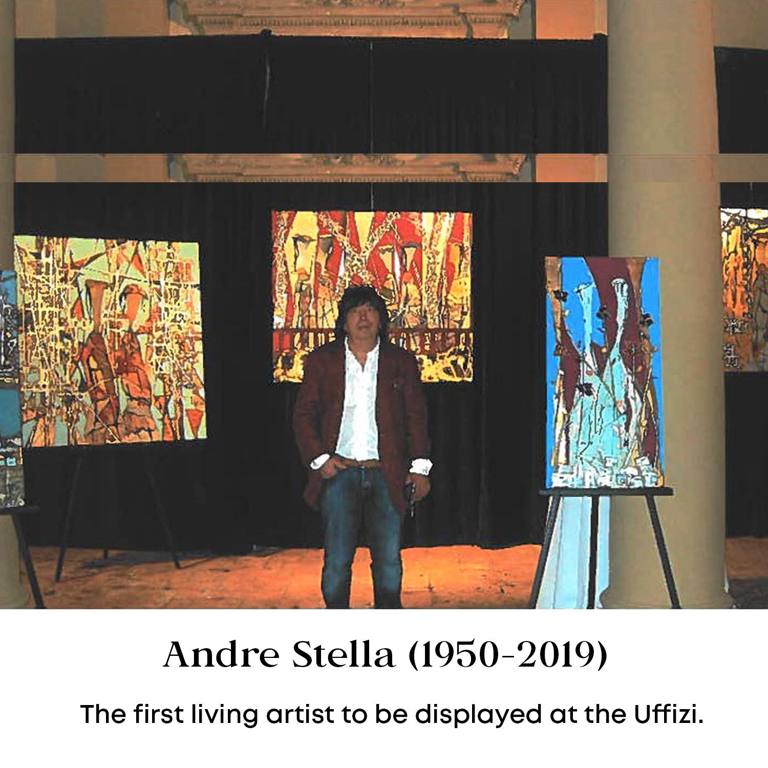 I Walk In The Art - Andrea Stella - Peinture à la feuille d'or rouge - Techniques mixtes en vente 3