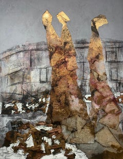 Verliebt hinter den Mauern-Andrea Stella-Figurative abstrakte Malerei-Mixed Media