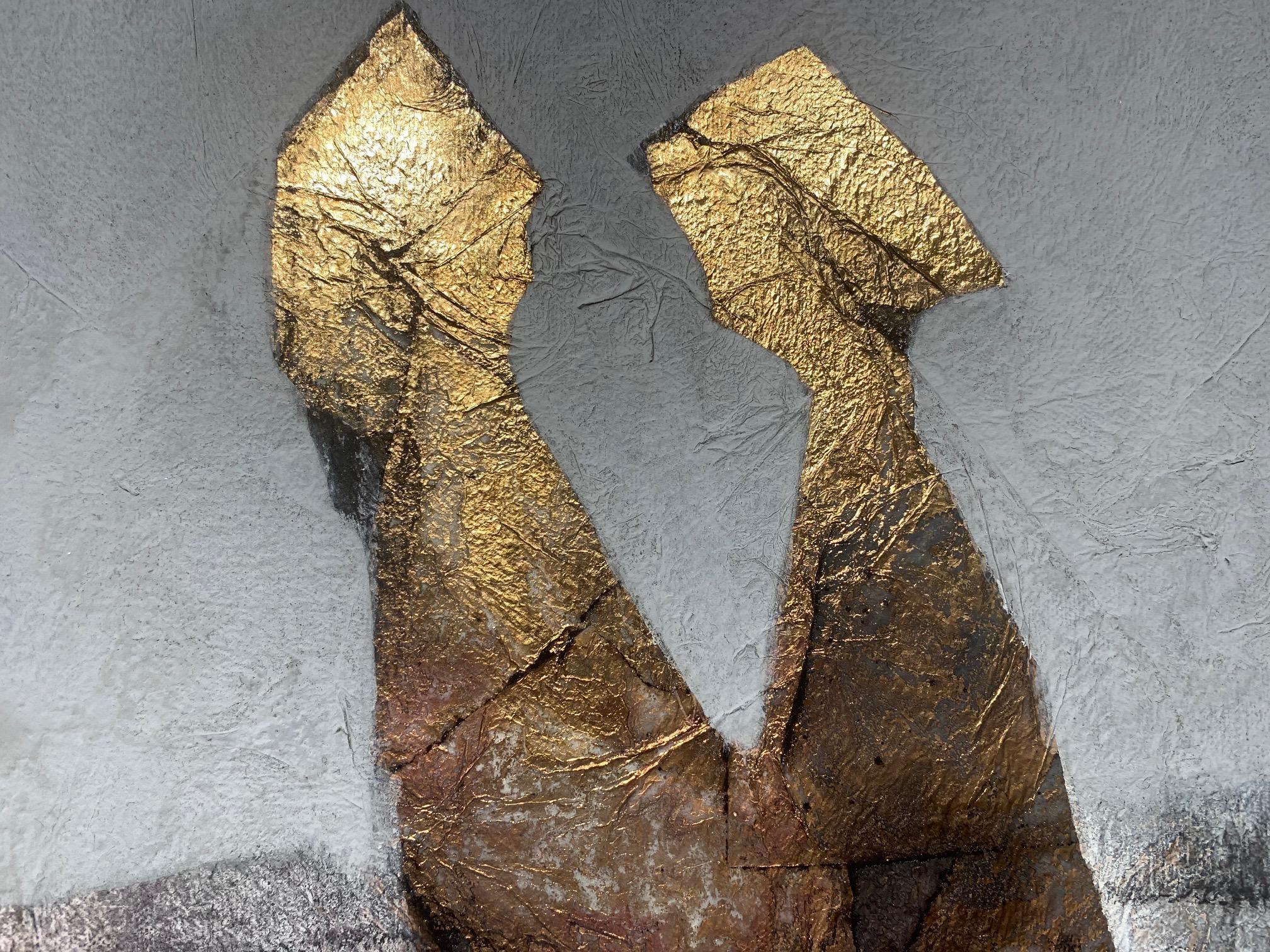 In love behind the walls-Andrea Stella-Figurative Abstract Painting-Mixed Media im Angebot 4