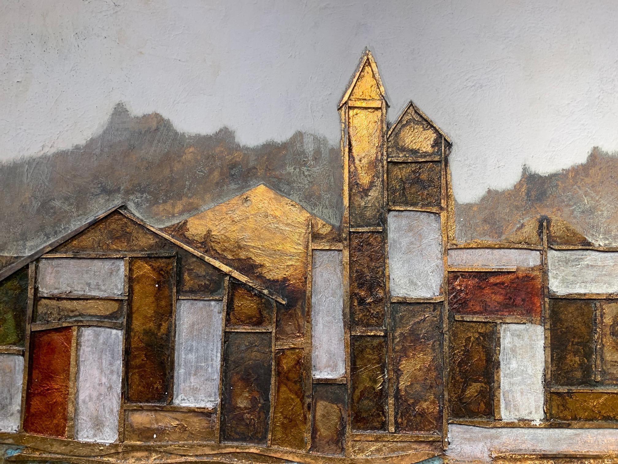 In The Old Venice - Andrea Stella- Figurative Abstract Painting-Mixed Media For Sale 1