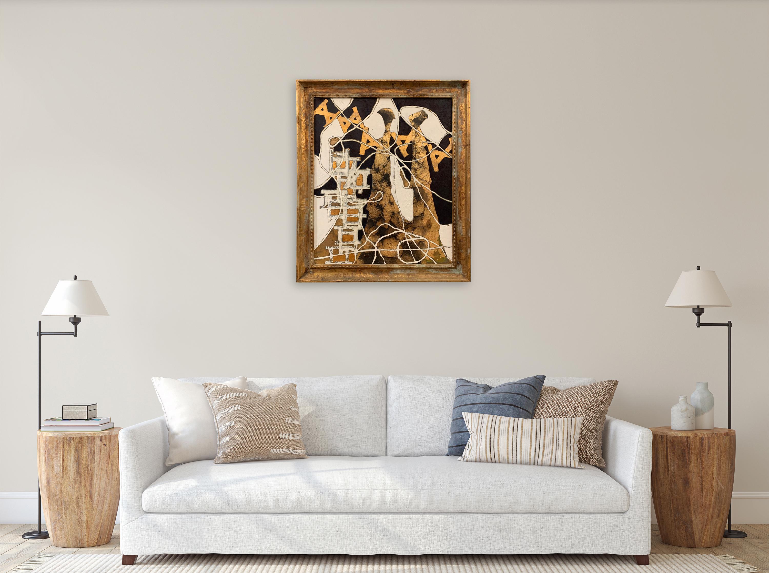 Entrelazado musical de técnica mixta con pintura en pan de oro de Andrea Stella - Painting Contemporáneo de ANDREA STELLA