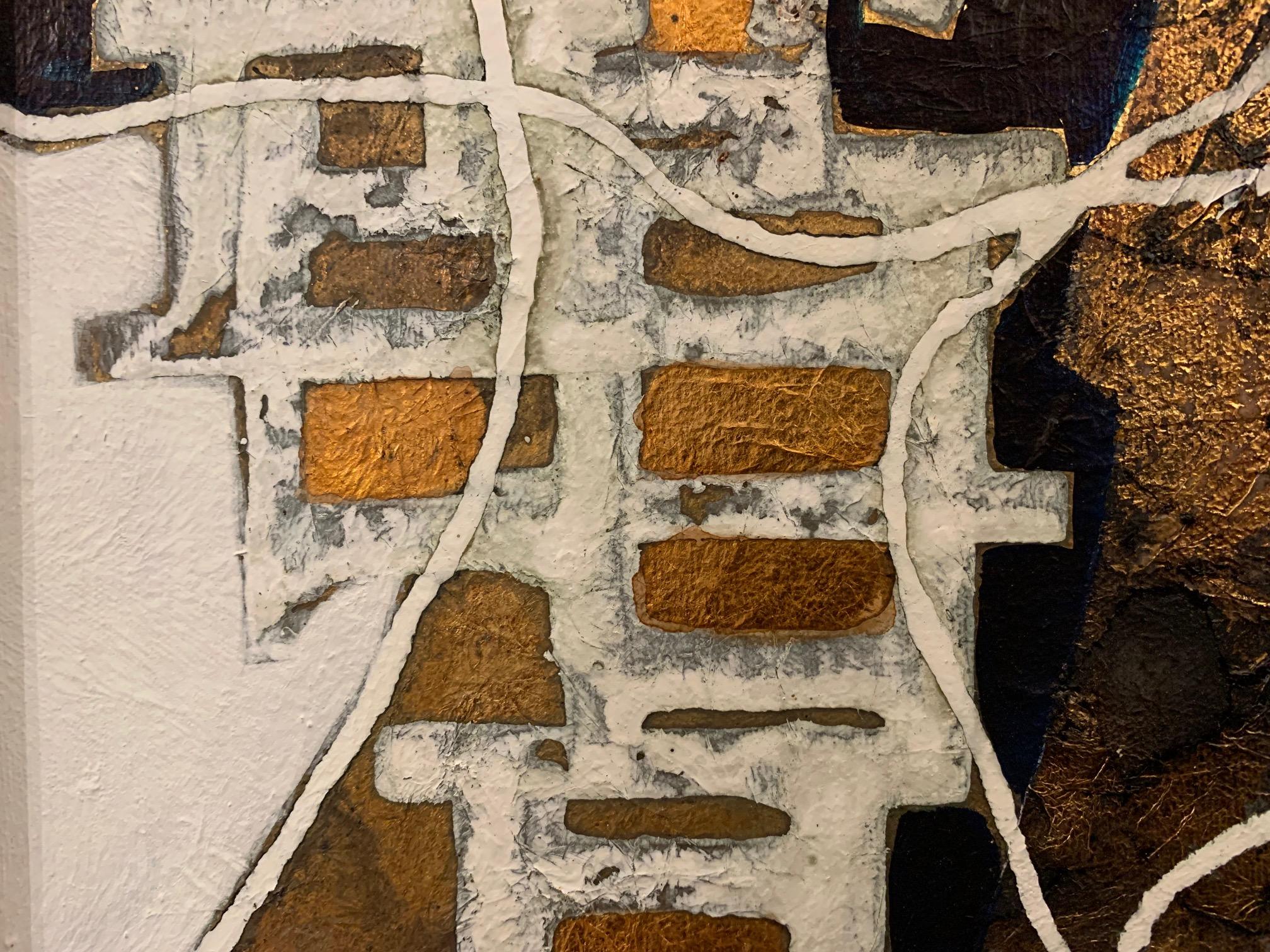 Intertwining Musical Mixed Media with Gold Leaf Painting by Andrea Stella im Angebot 3