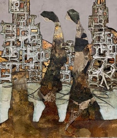 Journey To New Metropolis - Mixed Media & Gold Leaf - Andrea Stella