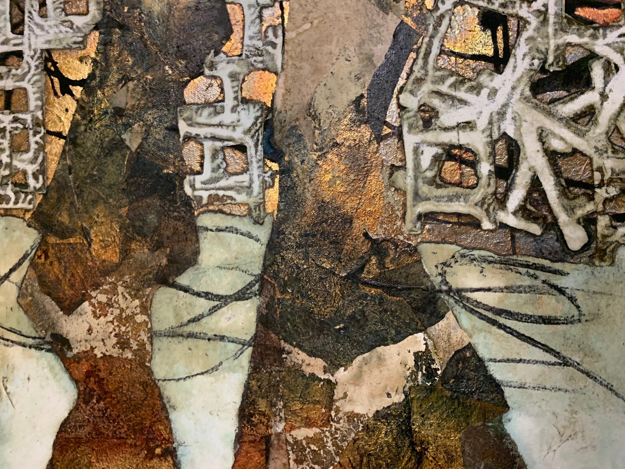 Journey To New Metropolis - Mixed Media & Gold Leaf - Andrea Stella For Sale 1