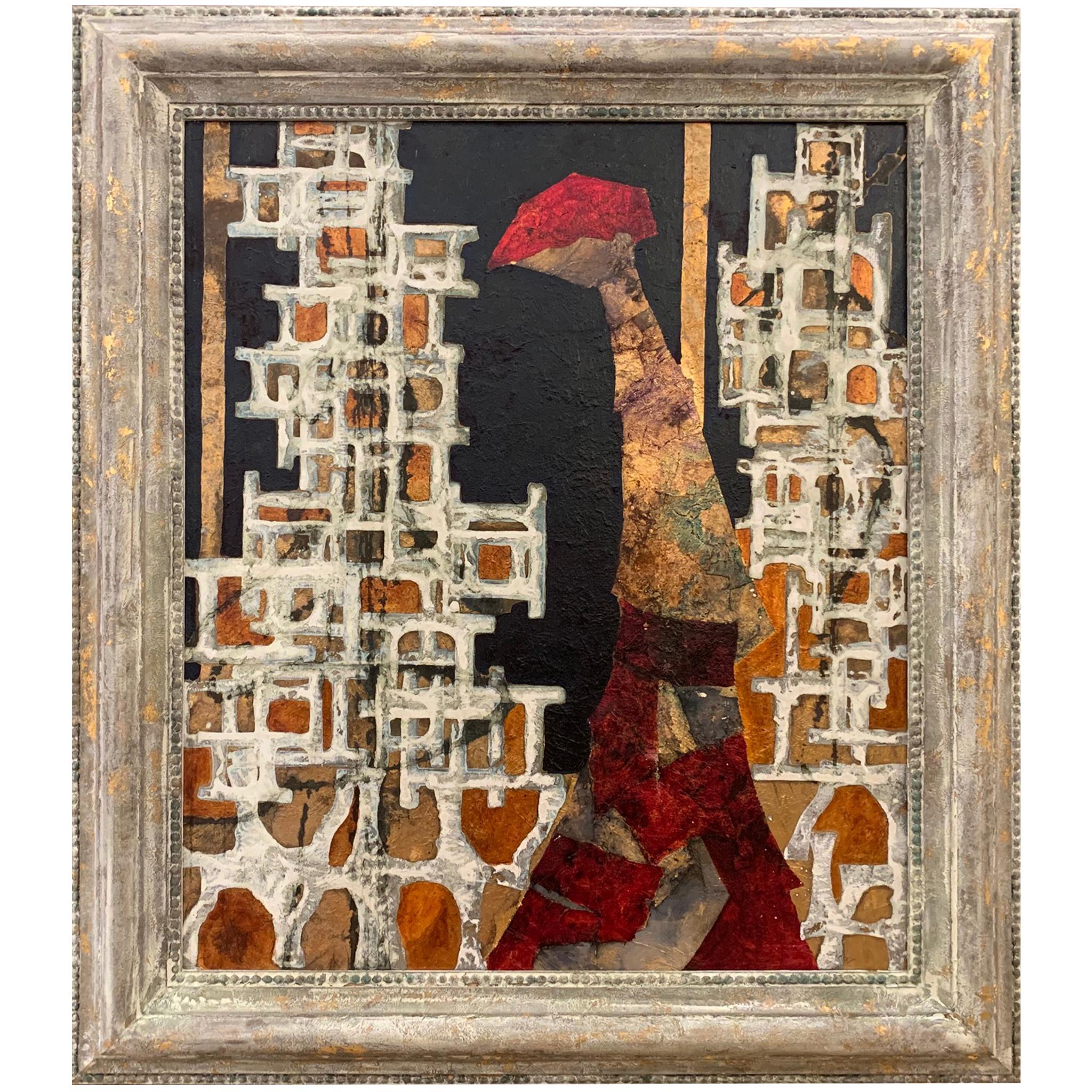 Lights In The Night - Mixed Media & Gold Leaf on canvas - Andrea Stella (Zeitgenössisch), Mixed Media Art, von ANDREA STELLA