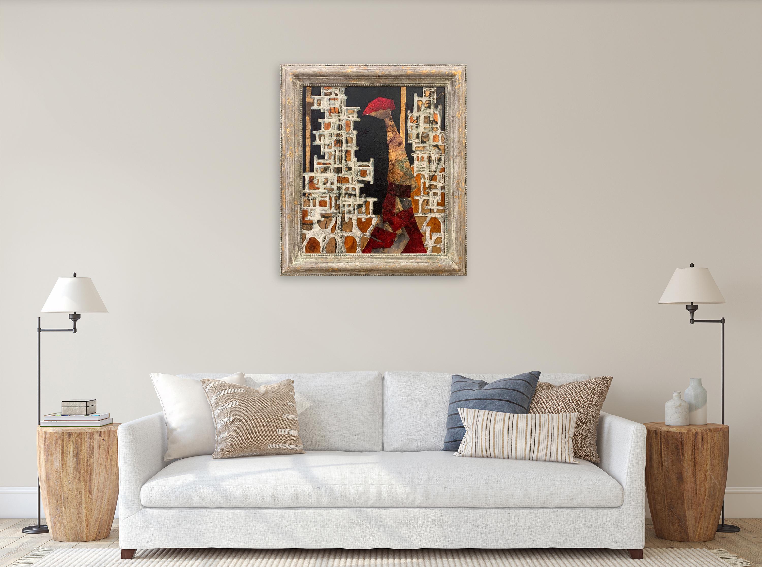 Lights In The Night - Mixed Media & Gold Leaf on canvas - Andrea Stella - Contemporary Painting by ANDREA STELLA