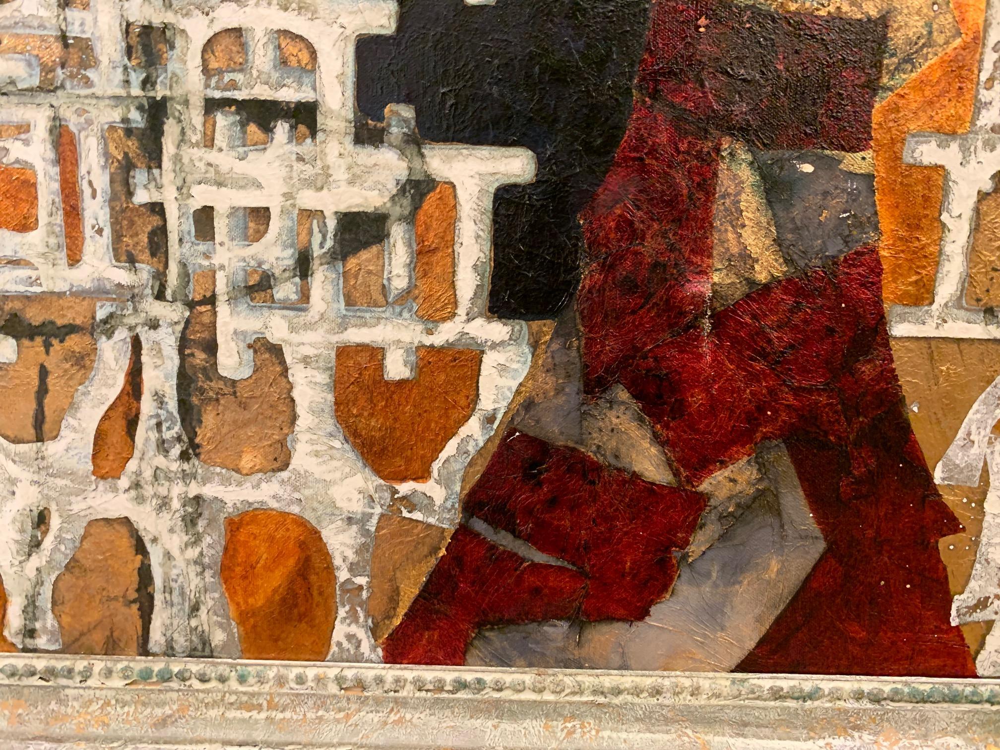Lights In The Night - Mixed Media & Gold Leaf on canvas - Andrea Stella For Sale 1