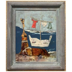 Odysseus Waiting - Andrea Stella- Figurative Seascape Painting-Mixed Media