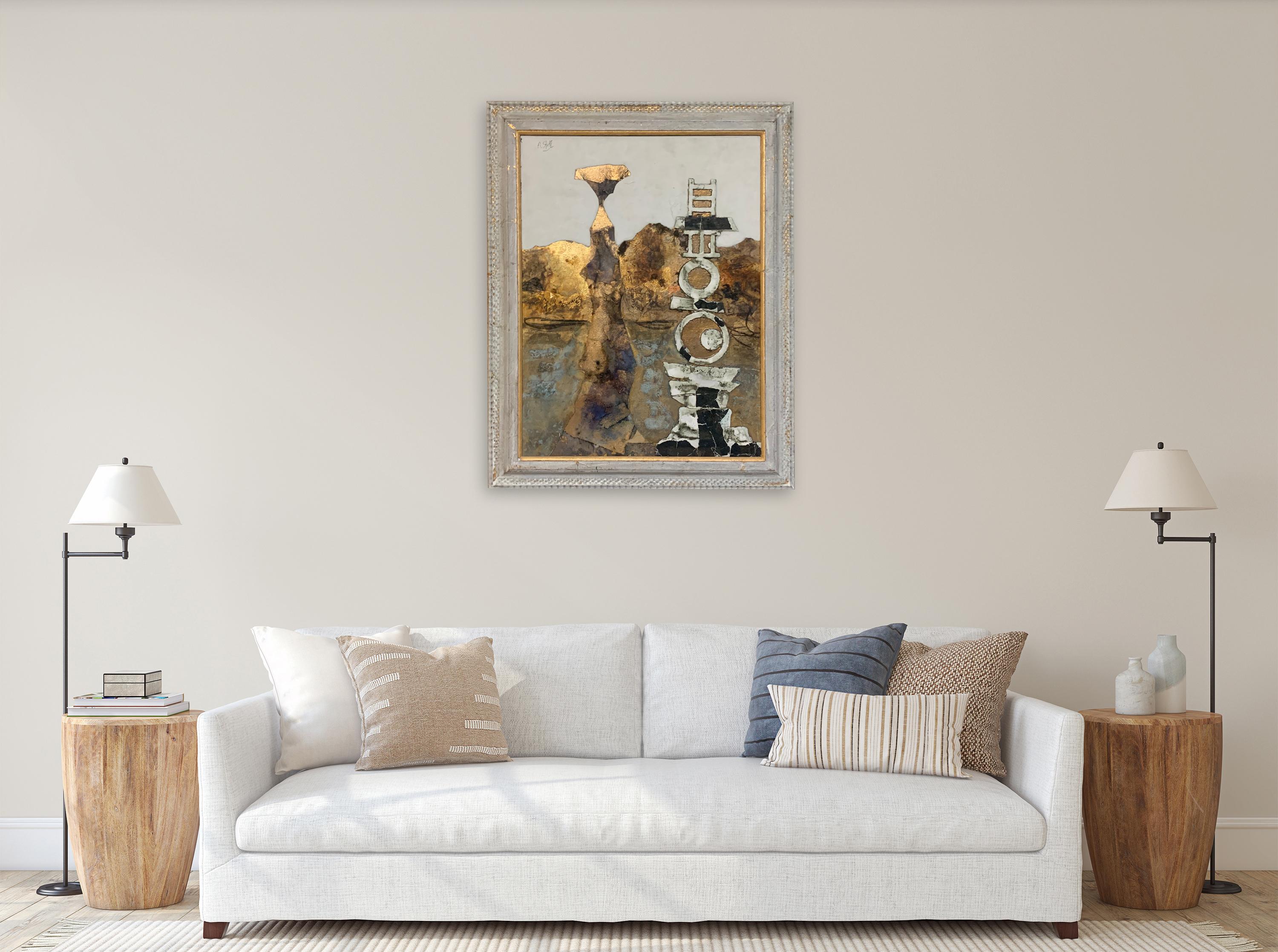 Monumento paleolítico-Andrea Stella- Pintura figurativa- Técnica mixta y pan de oro - Painting de ANDREA STELLA