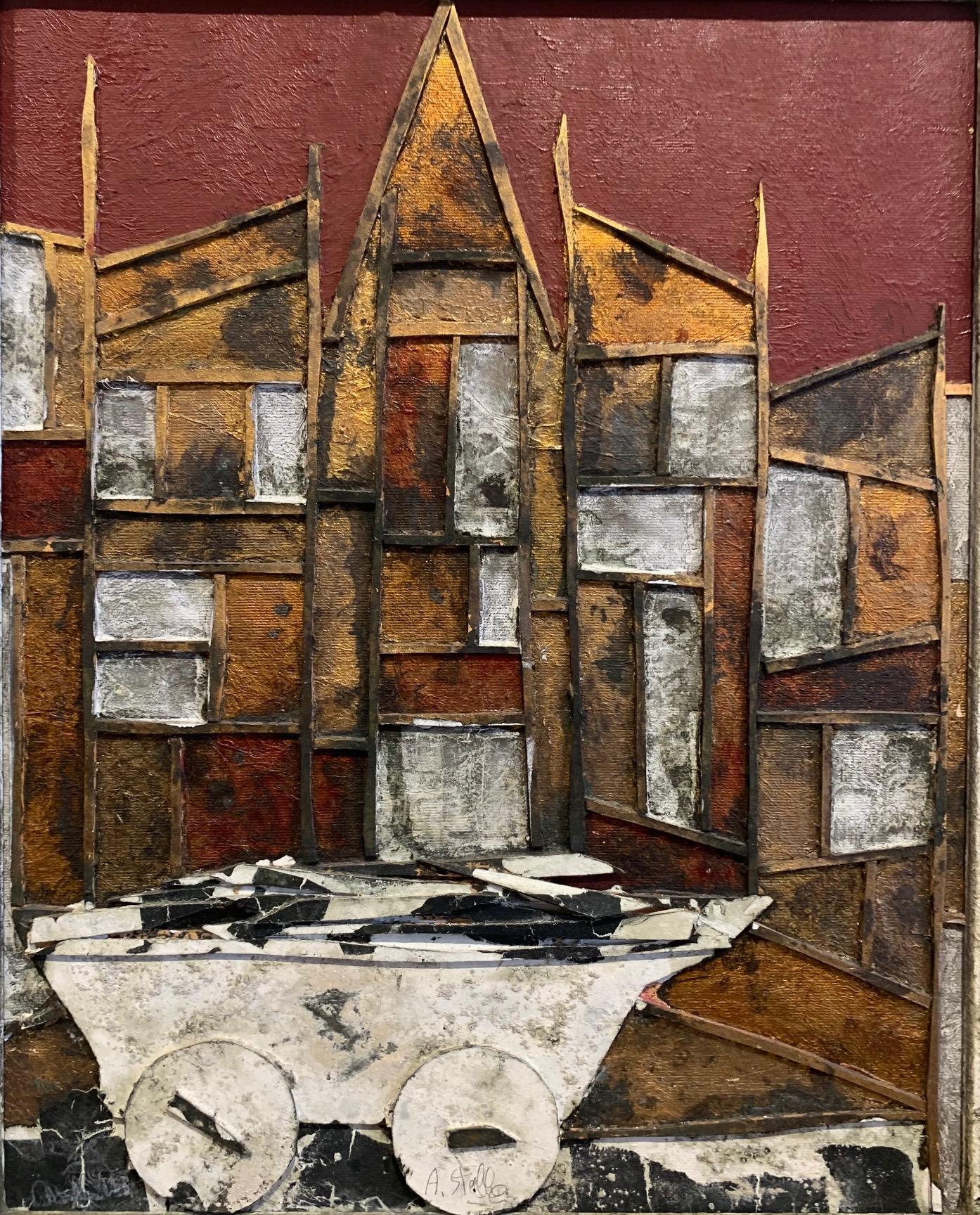 Story of the Poet  - Andrea Stella - Landscape Abstract Painting - Mixed Media For Sale 3