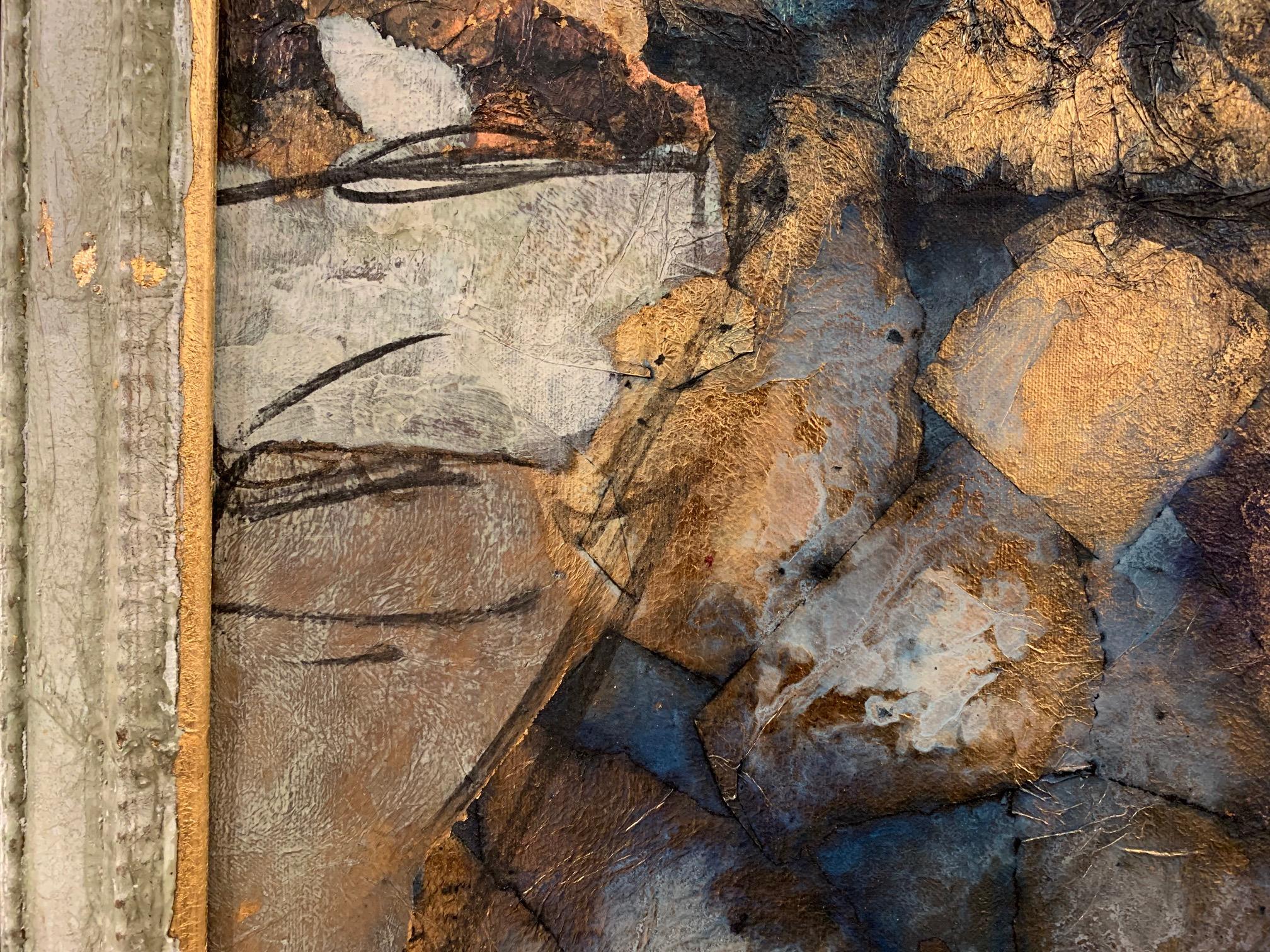 Geschichten von Millers – Gemälde in Mischtechnik mit Blattgold von Andrea Stella im Angebot 4