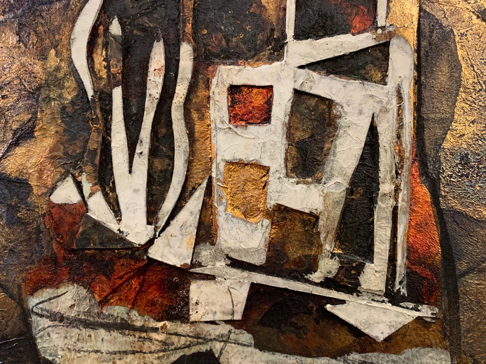 Tales Of Millers - Peinture en technique mixte à la feuille d'or d'Andrea Stella en vente 2