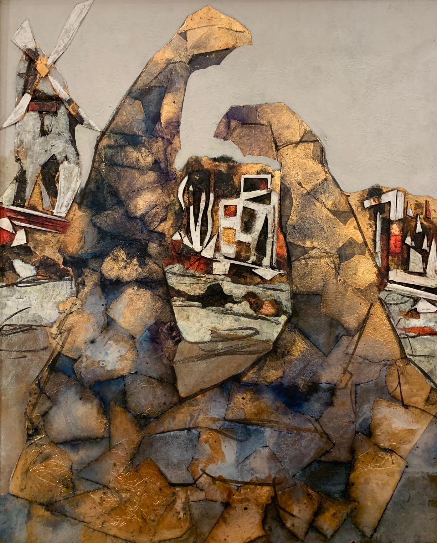 ANDREA STELLA Figurative Painting – Geschichten von Millers – Gemälde in Mischtechnik mit Blattgold von Andrea Stella