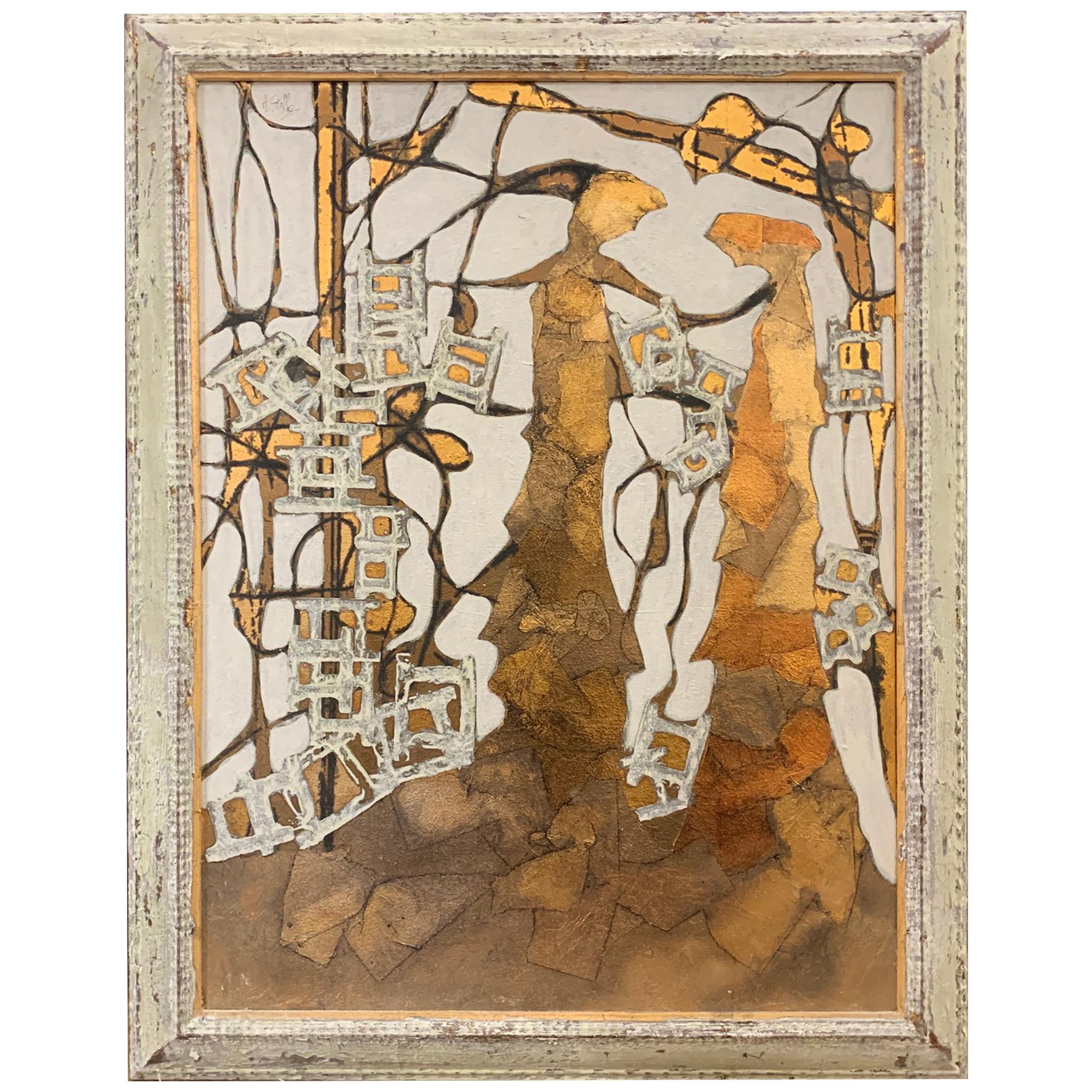 Das Haus der Musen -Andrea Stella-Figurative abstrakte Malerei-Mixed Media – Painting von ANDREA STELLA