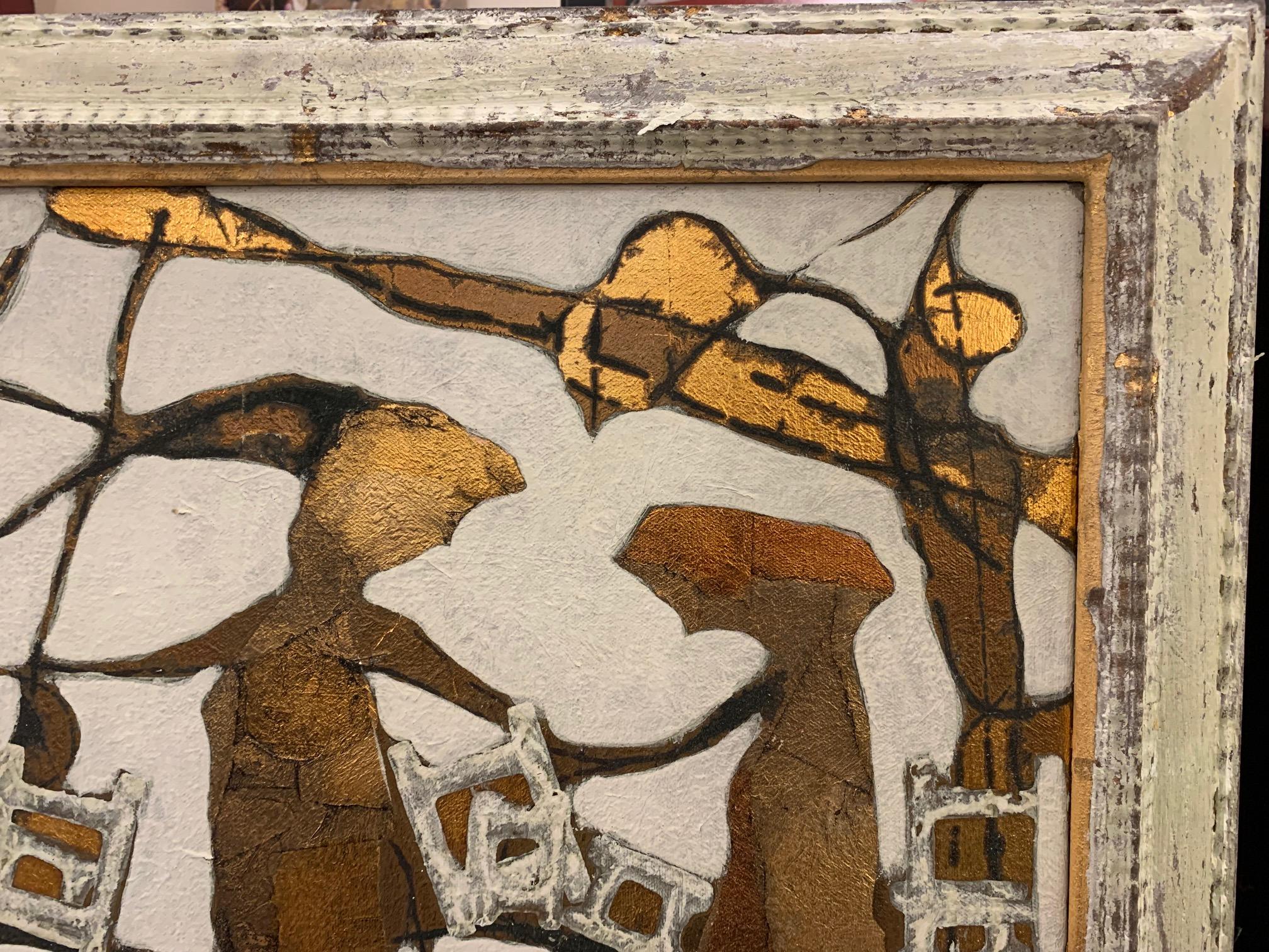 The Home of The Muses -Andrea Stella-Figurative Abstract Painting-Mixed Media For Sale 2